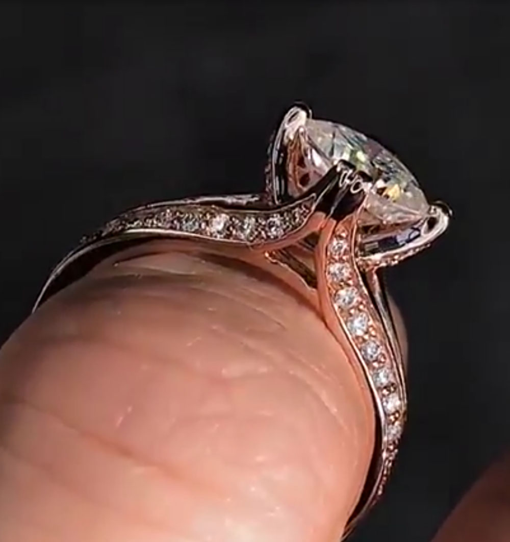 Custom Solid 10K Rose Gold Wom - Moissanite Engagement Ring 1 Carat review and price