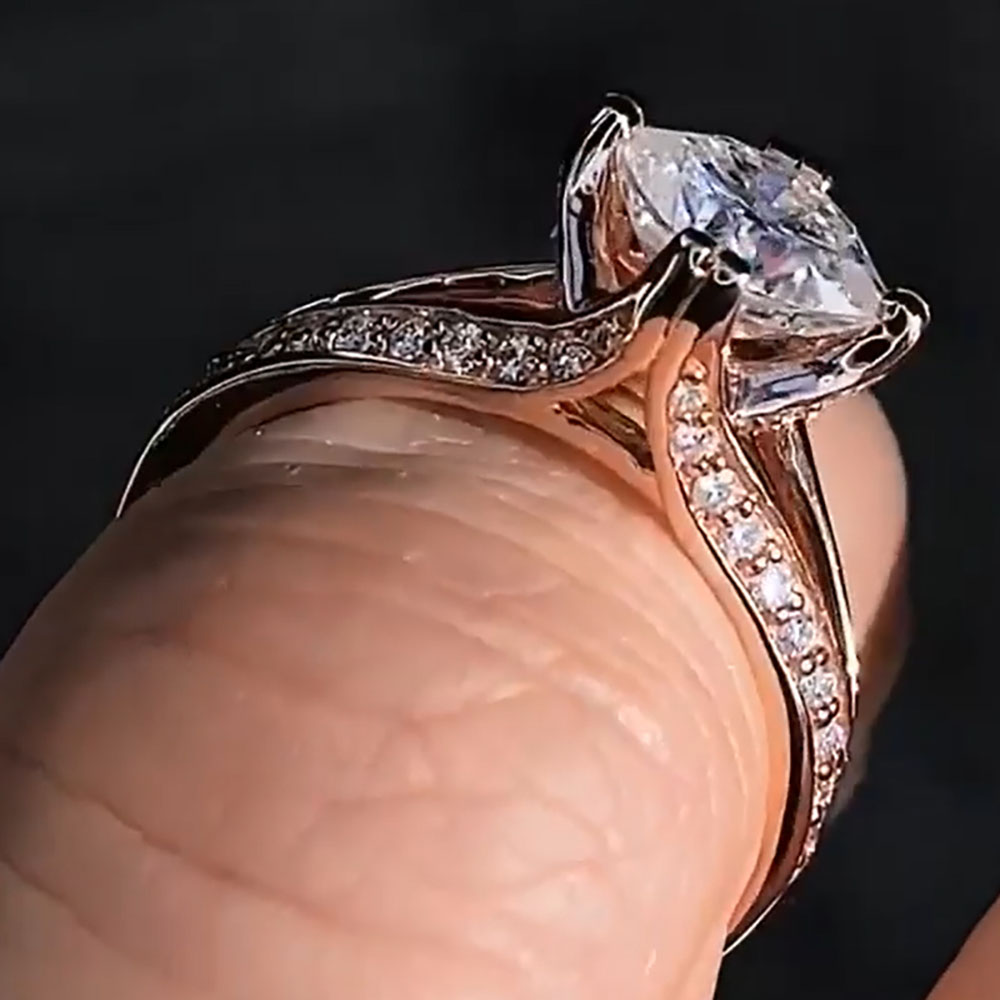 Custom Solid 10K Rose Gold Wom - Moissanite Engagement Ring 1 Carat review and price
