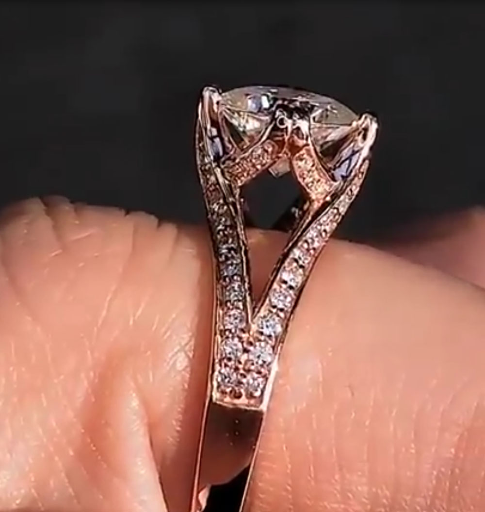 Custom Solid 10K Rose Gold Wom - Moissanite Engagement Ring 1 Carat review and price