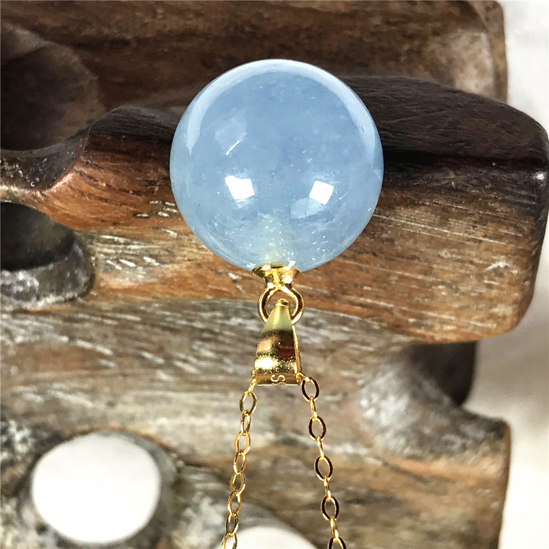 13mm Natural Blue Aquamarine P - 925 Sterling Silver Chain Necklace Men review and price