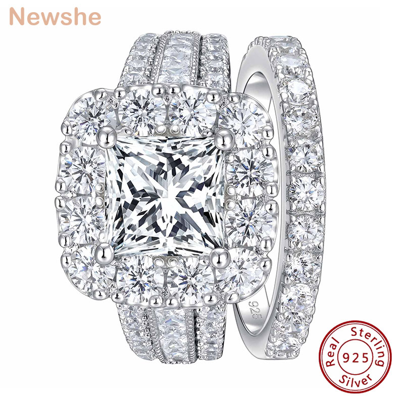 Newshe 2Pcs 925 Silver Wedding - Moissanite Engagement Ring 1 Carat review and price