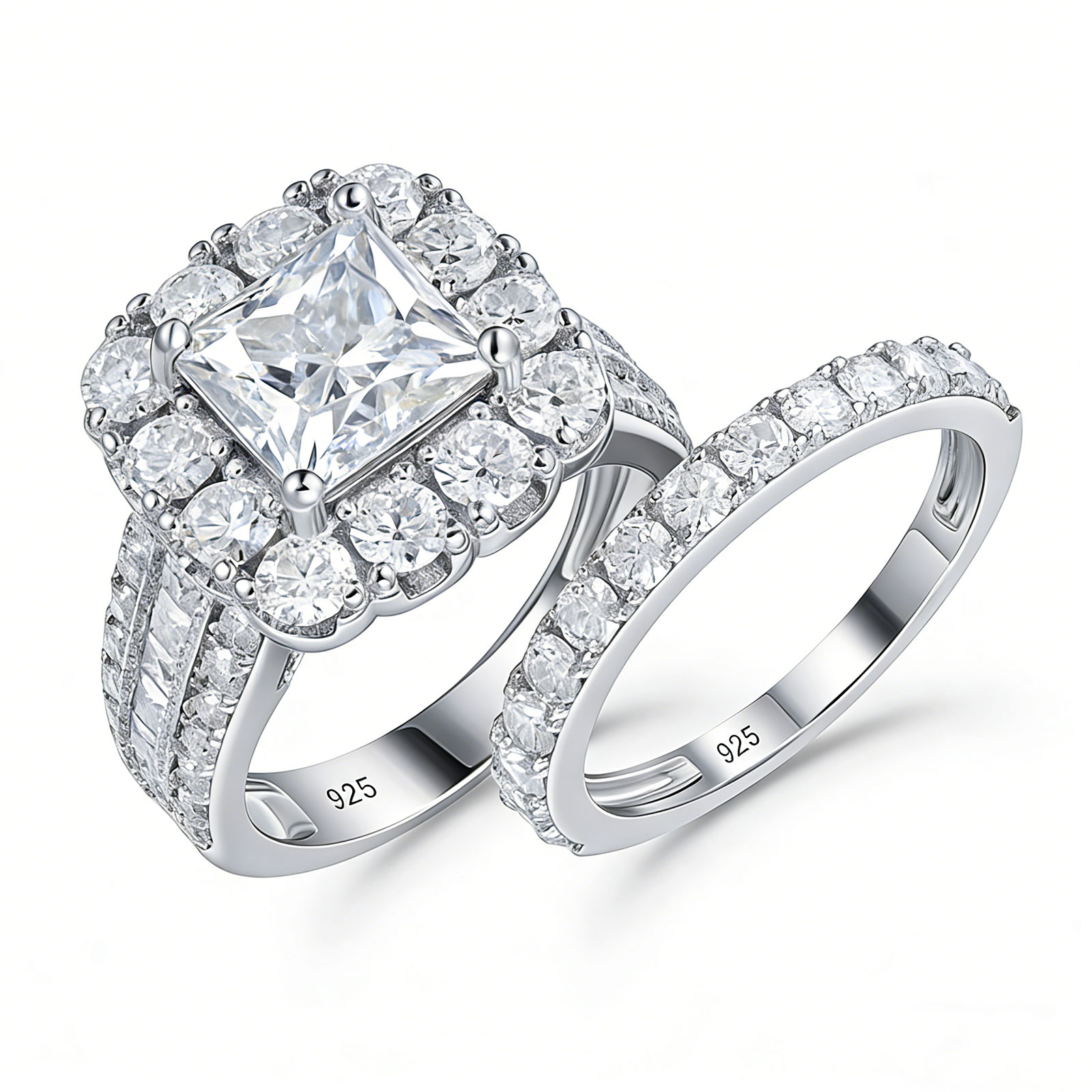 Newshe 2Pcs 925 Silver Wedding - Moissanite Engagement Ring 1 Carat review and price