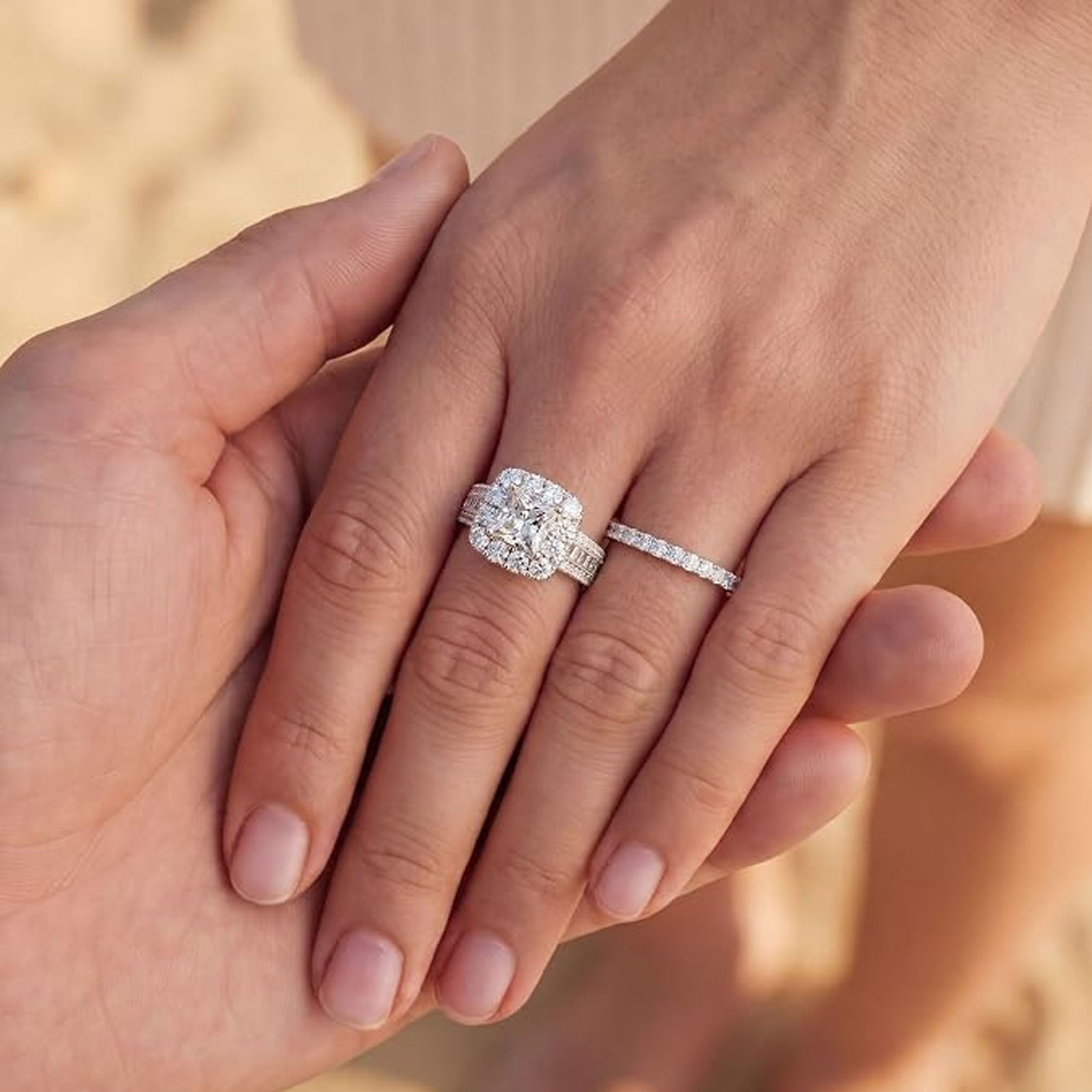 Newshe 2Pcs 925 Silver Wedding - Moissanite Engagement Ring 1 Carat review and price