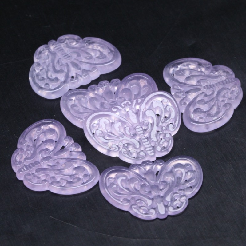 2pc Natural Purple Jade Hollow - Necklaces review and price