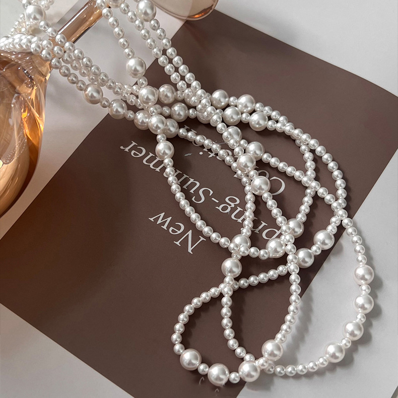 Vintage Long Multi Layered Pea - Pearl Choker Necklace Vintage review and price