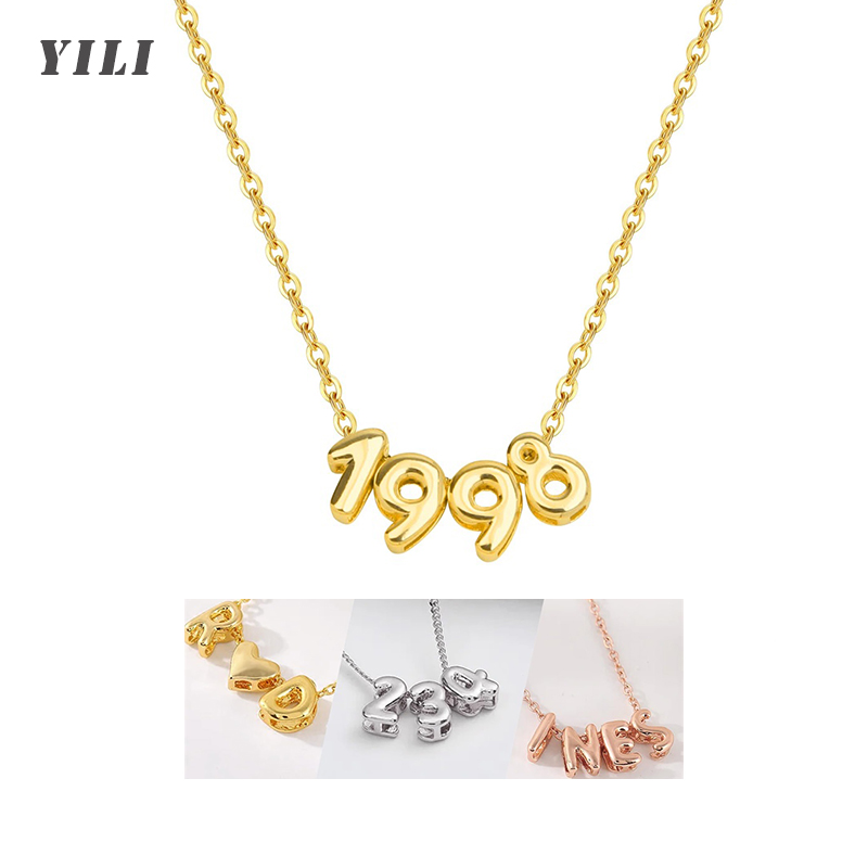 Personalized 3D Bubble Letter  - Initial Letter Necklace 18K Gold review and price