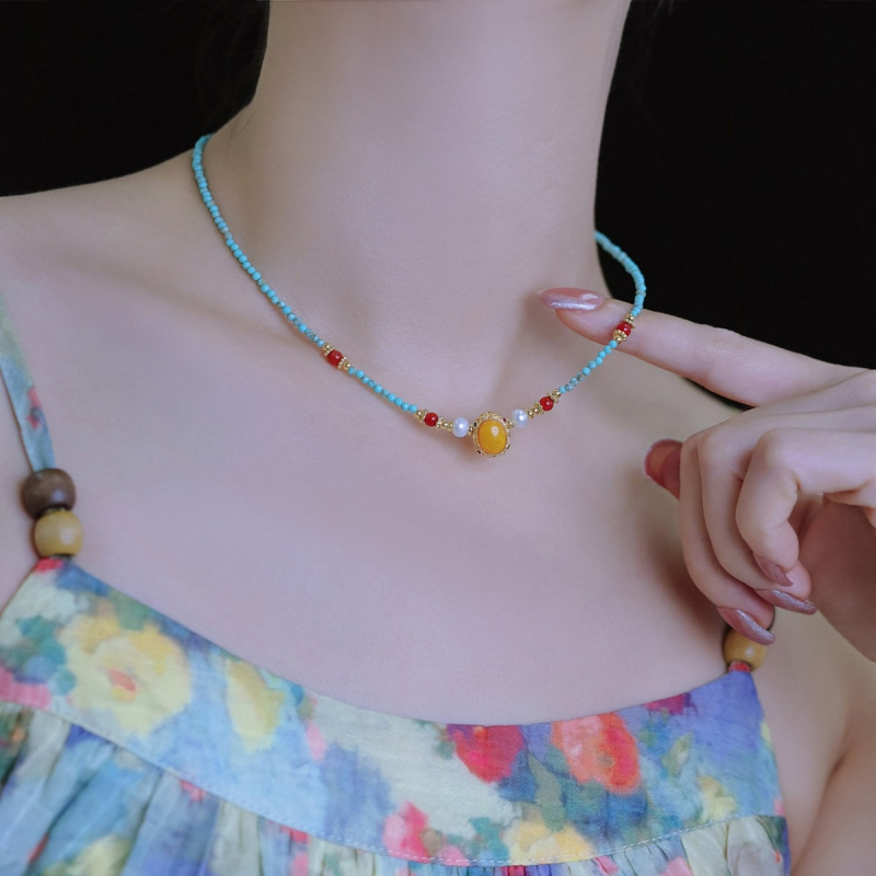 New Arrival Vintage Blue Turqu - Pearl Choker Necklace Vintage review and price