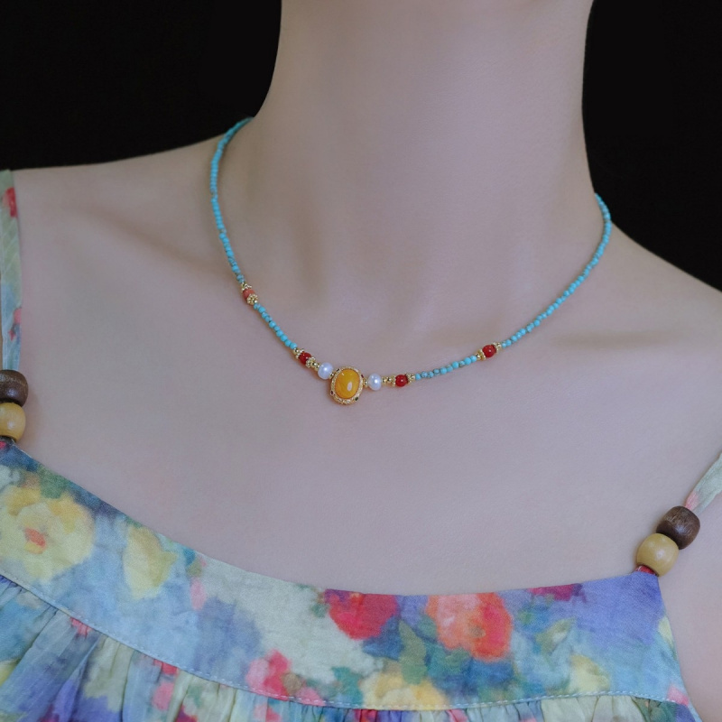 New Arrival Vintage Blue Turqu - Pearl Choker Necklace Vintage review and price
