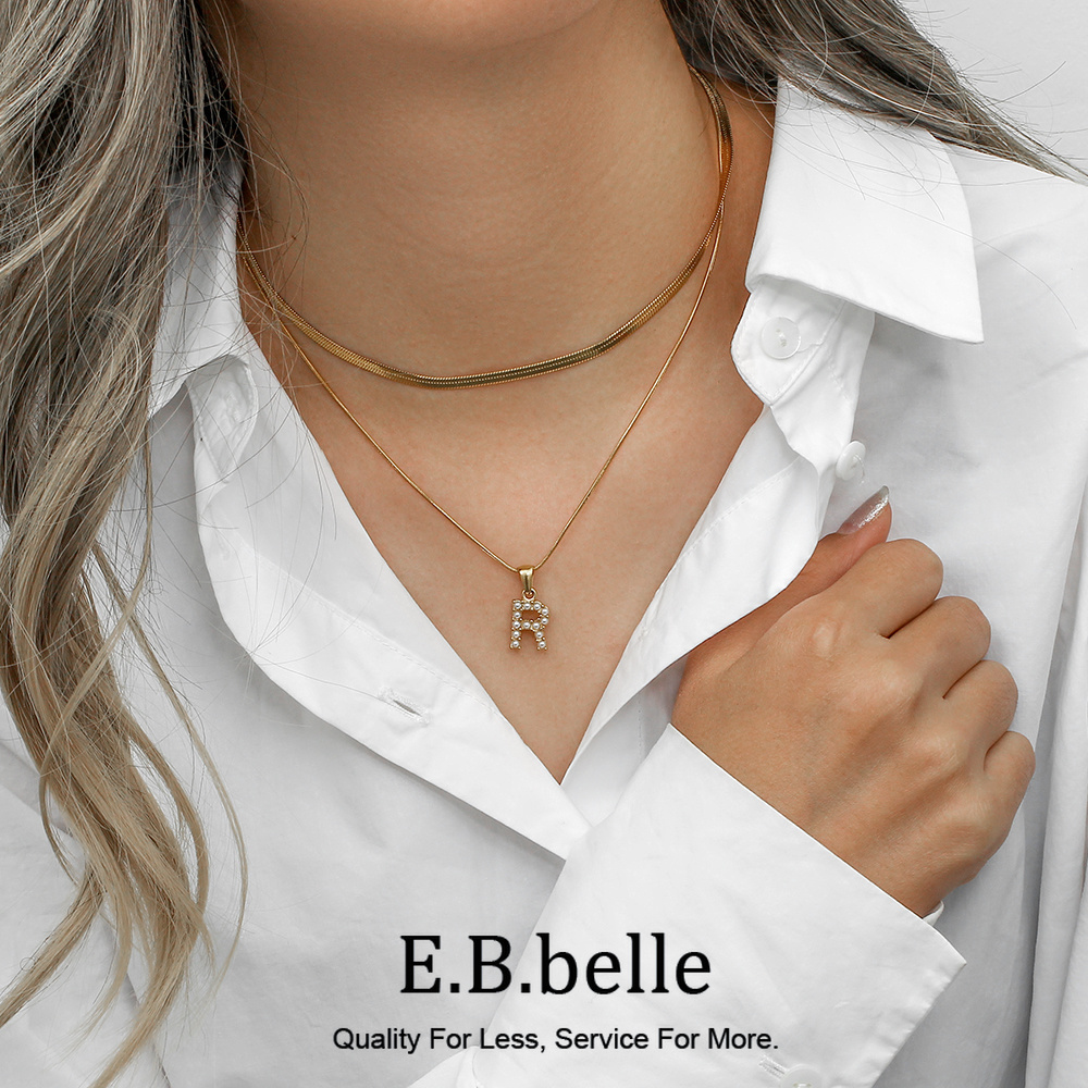 E.B.belle Stainless Steel 18K  - Initial Letter Necklace 18K Gold review and price