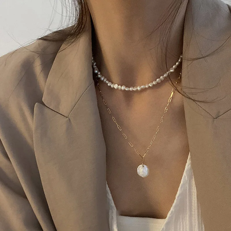 French Retro Link Chain Natura - Pearl Choker Necklace Vintage review and price