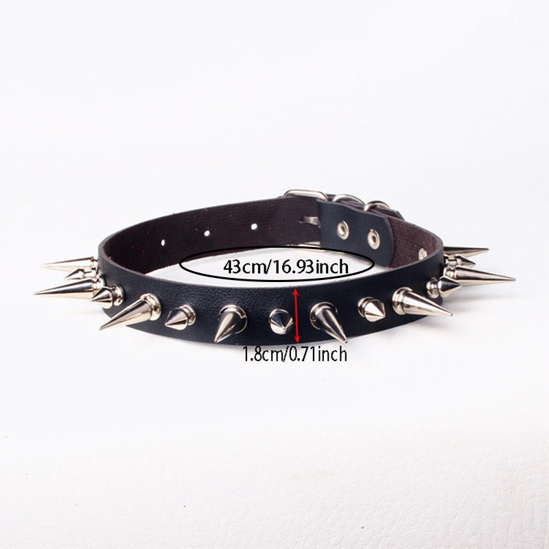 Punk Long Spike Choker Faux Le - Goth Punk Spike Choker review and price